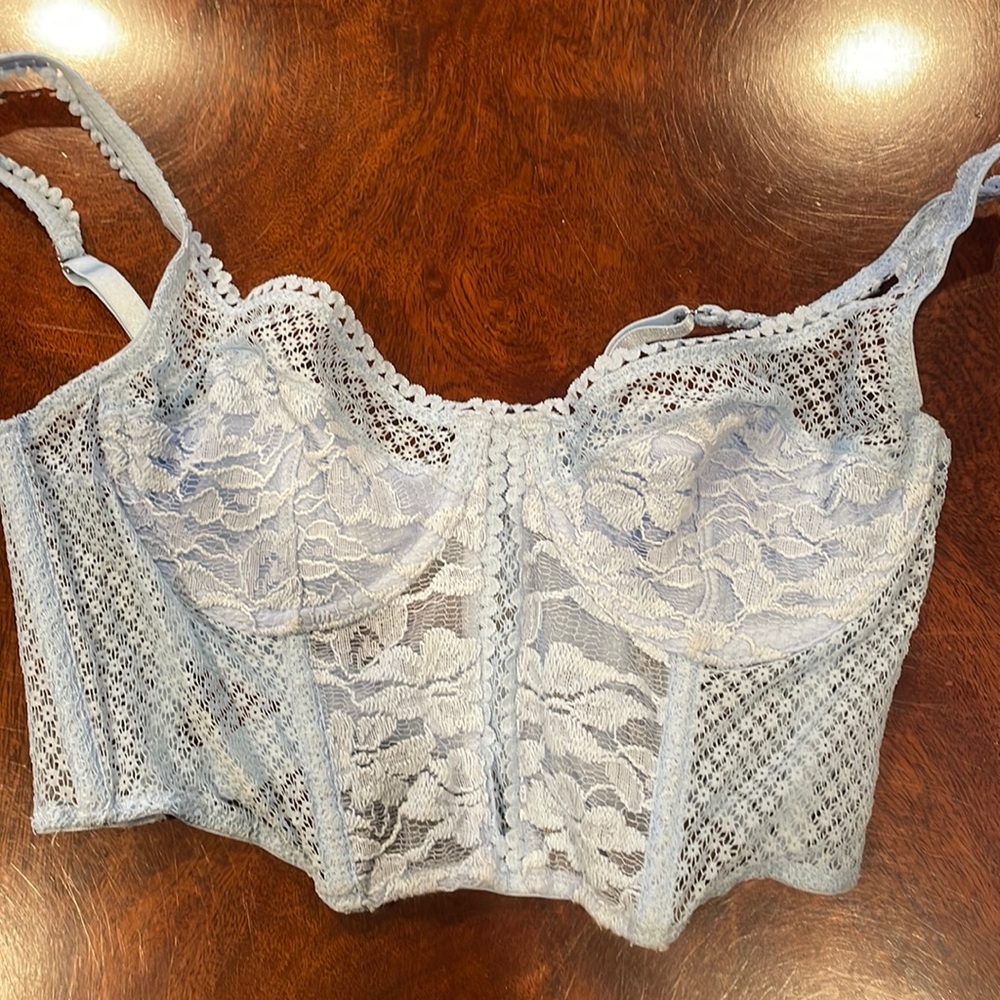 Lacy corset pale blue top
